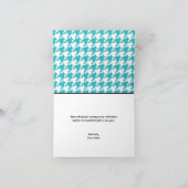 Turquoise White Houndstooth aangepaste bedankkaart (Binnen)