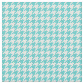 Turquoise White Houndstooth Pattern Fabric Stof (Close Up)