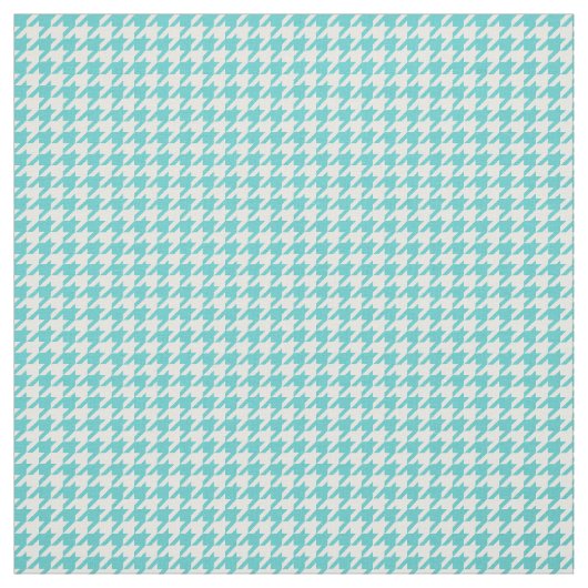 Turquoise White Houndstooth Pattern Fabric Stof (Swatch)
