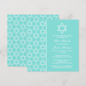 Turquoise & White Jewish Star van David Bat Mitzva Kaart (Voorkant / Achterkant)