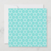 Turquoise & White Jewish Star van David Bat Mitzva Kaart (Achterkant)