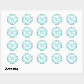 Turquoise White Lacey Save the Date Stickers (Vel)