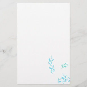 Turquoise White Leaves Pattern Product Briefpapier