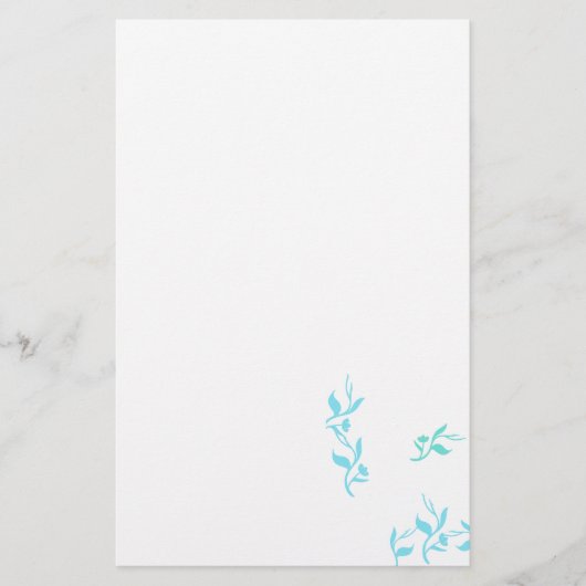 Turquoise White Leaves Pattern Product Briefpapier (Voorkant)