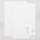 Turquoise White Leaves Pattern Product Briefpapier (Voorkant / Achterkant)