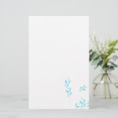 Turquoise White Leaves Pattern Product Briefpapier (Staand voorkant)