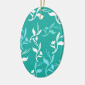 Turquoise White Leaves Pattern Product Keramisch Ornament (Links)