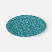 Turquoise White Leaves Pattern Product Papieren Bordje (Gekanteld)