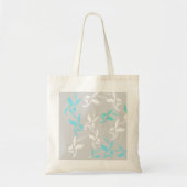 Turquoise White Leaves Pattern Product Tote Bag (Voorkant)