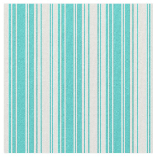 Turquoise & White Lines/Stripes Pattern Stof (Close Up)