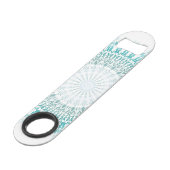 Turquoise White Mandala Speed Flessenopener (Voorkant Gekanteld)