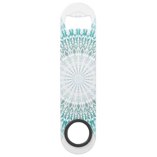 Turquoise White Mandala Speed Flessenopener (Voorkant)