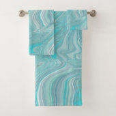 Turquoise White Marble Abstracte Art Bad Handdoek (Insitu)