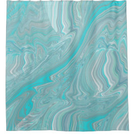 Turquoise White Marble Abstracte Art Douchegordijn