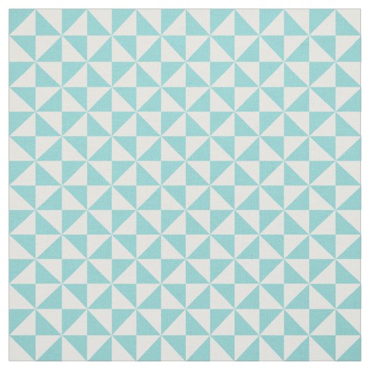 Turquoise White Modern Triangles Pattern Fabric Stof (Swatch)