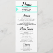 Turquoise White Monogram Wedding Menu (Voorkant)