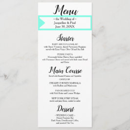 Turquoise White Monogram Wedding Menu