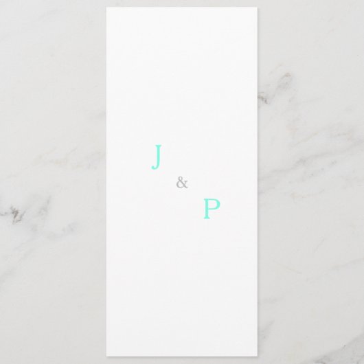 Turquoise White Monogram Wedding Menu (Achterkant)