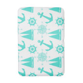 Turquoise White Nautical Coastal Boating Badmat (Voorkant Verticaal)