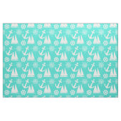 Turquoise White Nautical Coastal Boating Stof (Fat Quarter)