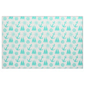 Turquoise White Nautical Coastal Boating Stof (Fat Quarter)