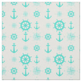 Turquoise White Nautical Coastal Boating Stof (Swatch)