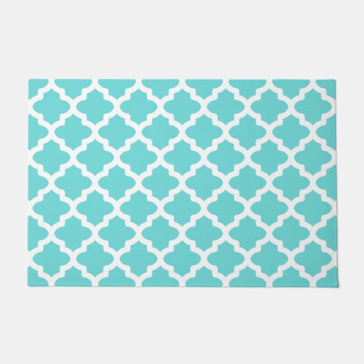 Turquoise White Pattern Doormat Deurmat (Voorkant)