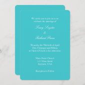 Turquoise White Plain Simple Wedding Invitation Kaart (Voorkant / Achterkant)