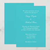 Turquoise White Plain Simple Wedding Invitation Kaart (Voorkant / Achterkant)