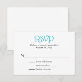 Turquoise White Plain Simple Wedding RSVP-kaarten RSVP Kaartje (Voorkant / Achterkant)