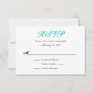 Turquoise White Plain Simple Wedding RSVP-kaarten RSVP Kaartje