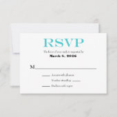 Turquoise White Plain Simple Wedding RSVP-kaarten RSVP Kaartje (Voorkant)