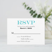 Turquoise White Plain Simple Wedding RSVP-kaarten RSVP Kaartje (Staand voorkant)