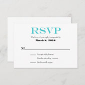 Turquoise White Plain Simple Wedding RSVP-kaarten RSVP Kaartje (Voorkant / Achterkant)