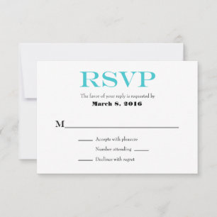 Turquoise White Plain Simple Wedding RSVP-kaarten RSVP Kaartje