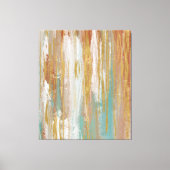 Turquoise, White, Red Ochre en Gold Abstract Canvas Afdruk (Voorkant)