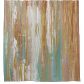 Turquoise, White, Red Ochre en Gold Abstract Douchegordijn (Voorkant)