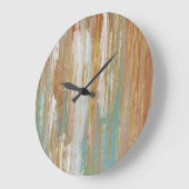 Turquoise, White, Red Ochre en Gold Abstract Grote Klok (Hoek)