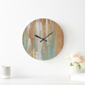 Turquoise, White, Red Ochre en Gold Abstract Grote Klok (Huis)