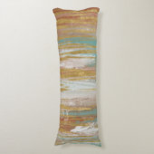 Turquoise, White, Red Ochre en Gold Abstract Lichaamskussen (Voorkant Verticaal)