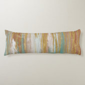 Turquoise, White, Red Ochre en Gold Abstract Lichaamskussen (Voorkant)