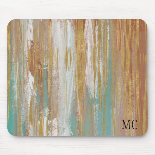 Turquoise, White, Red Ochre en Gold Abstract Muismat (Voorkant)