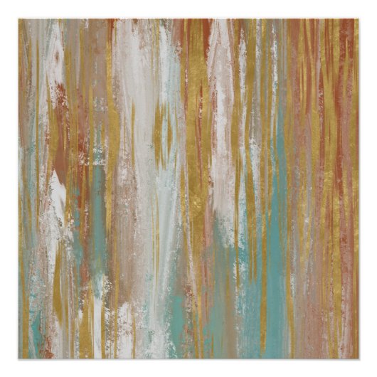Turquoise, White, Red Ochre en Gold Abstract Perfect Poster (Voorkant)