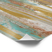 Turquoise, White, Red Ochre en Gold Abstract Perfect Poster (Hoek)
