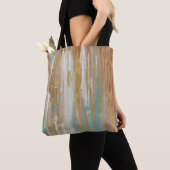 Turquoise, White, Red Ochre en Gold Abstract Tote Bag (Dichtbij)