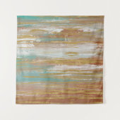 Turquoise, White, Red Ochre en Gold Abstract Wandkleed (Voorkant (horizontaal))