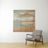 Turquoise, White, Red Ochre en Gold Abstract Wandkleed (In Situ (horizontaal))