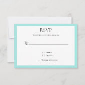 Turquoise White RSVP Kaartje (Voorkant)