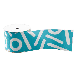 Turquoise white seamless monogram Patroonlint Grosgrain Lint