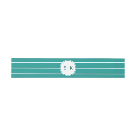 Turquoise White Stripe Pattern Wedding Uitnodigingen Wikkel (Vlak)